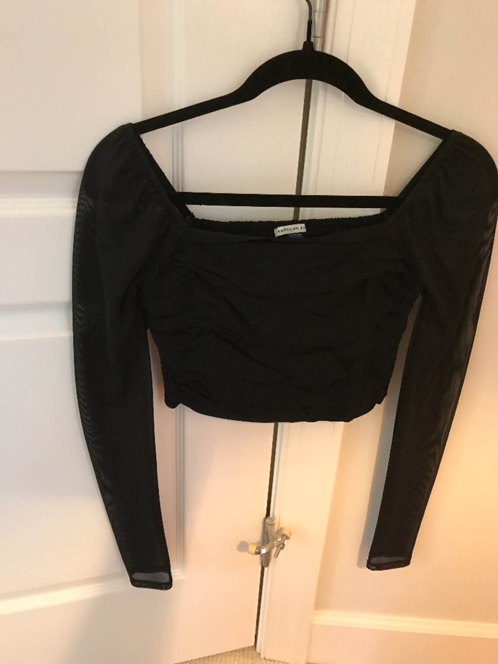 American Eagle black, rushed crop top
